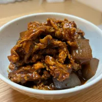 豚こまとこんにゃくの味噌煮|ふぁじさん