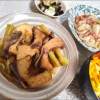 にんにくと唐辛子が特に好き❤️(元シャリマー)さんの料理 参考に、これうまつゆで、ぶりカマ漬け焼きメインの夜ごはん