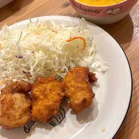 フライドチキン& かぼちゃのポタージュ|ぺろたんさん