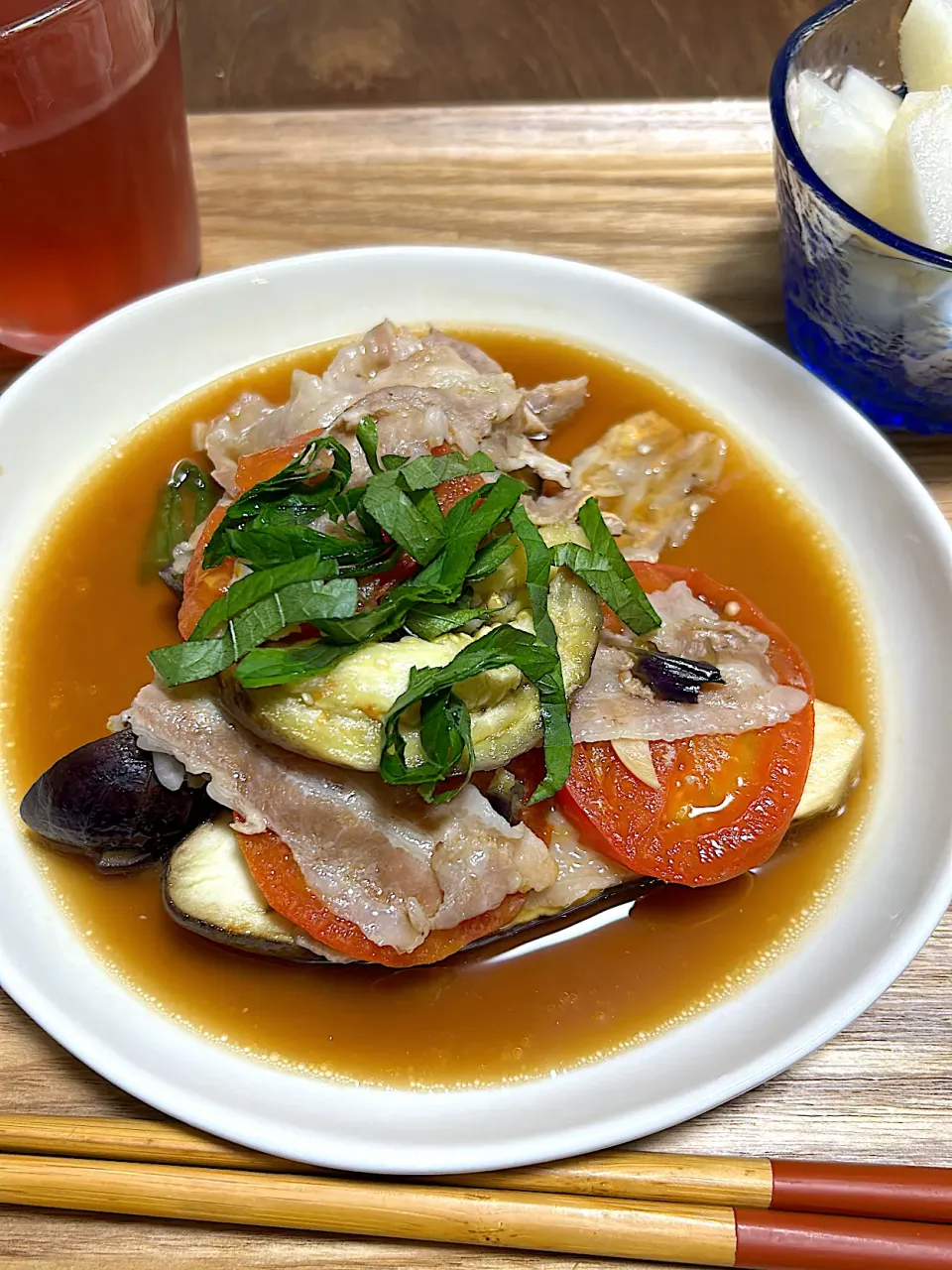 なすとトマトと豚肉の重ね煮|p_chanさん