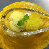 パインとミントのシャーベットとコンポート|hotsusan30さん