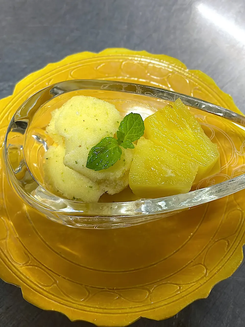 パインとミントのシャーベットとコンポート|hotsusan30さん