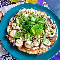 茗荷と青紫蘇香る　素麺ピザ|カモミールさん