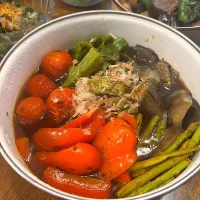 自炊　夏野菜の焼き浸し|みんさん