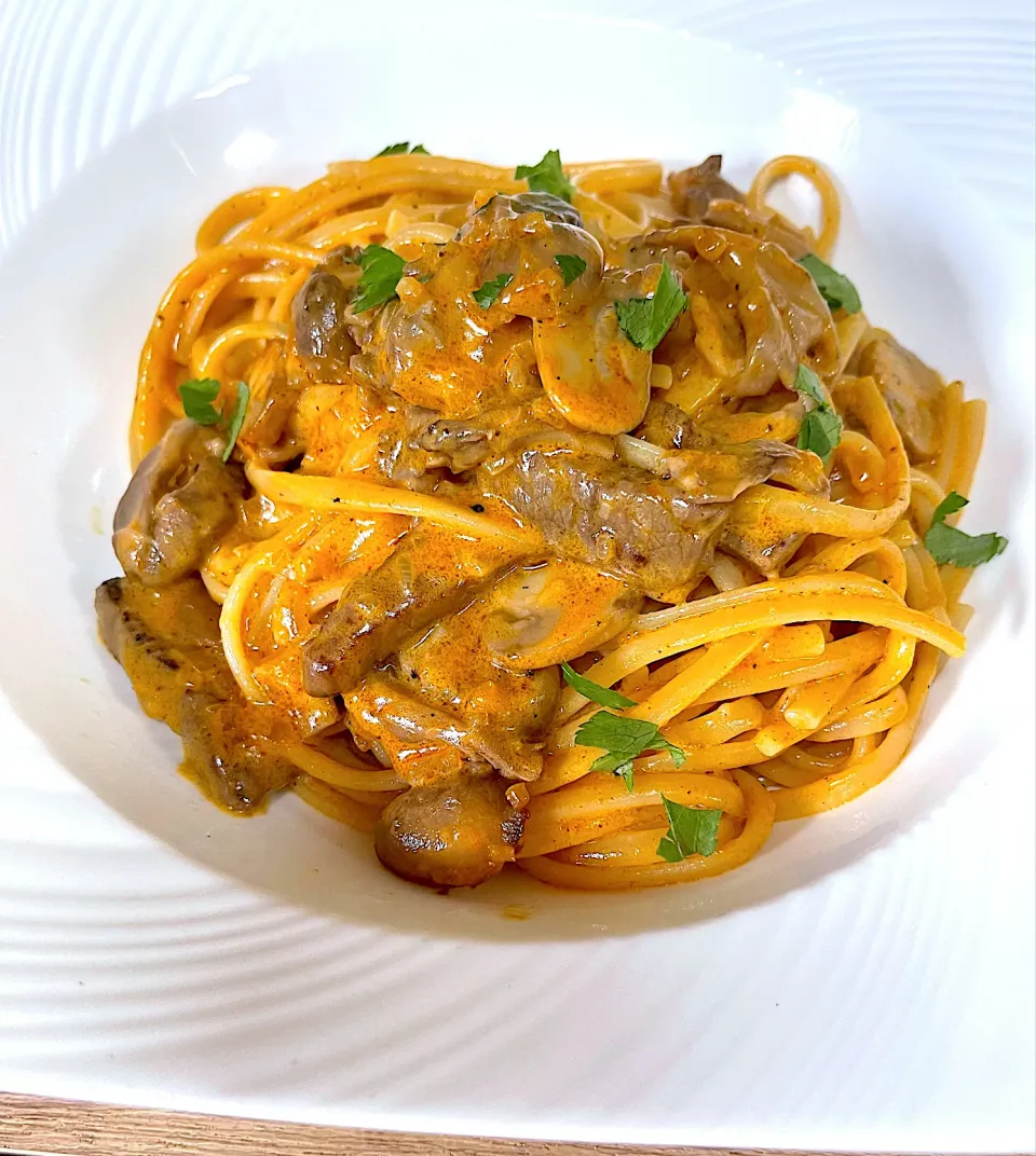 牛肉と木の子のクリーム　リングイネ|銀蔵じいちゃんさん