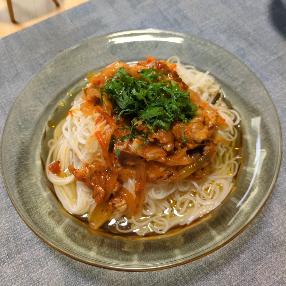 豚キムチのぶっかけそうめん|ぱおのご飯さん