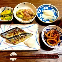 秋メニュー（秋刀魚の塩焼き、焼き茄子、イカわたバター）♪|rin♪さん