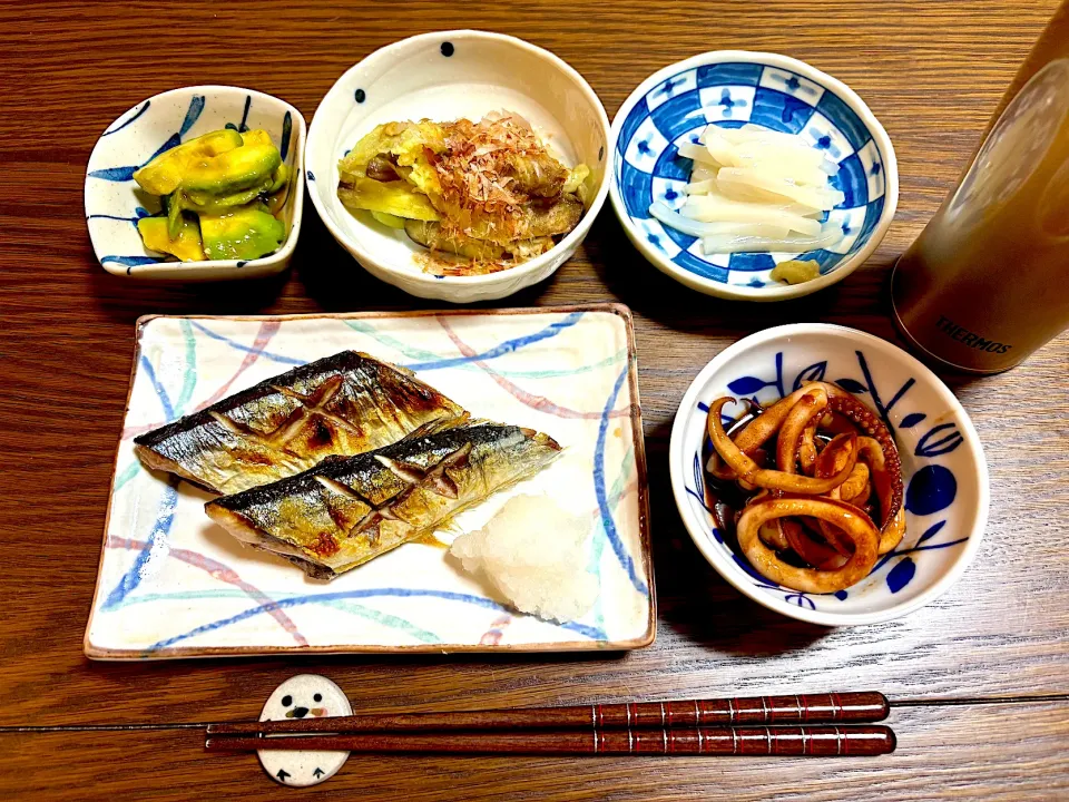 秋メニュー（秋刀魚の塩焼き、焼き茄子、イカわたバター）♪|rin♪さん