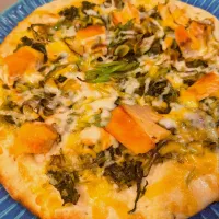 鮭と胡麻高菜と長ネギのピザ|ロギーさん