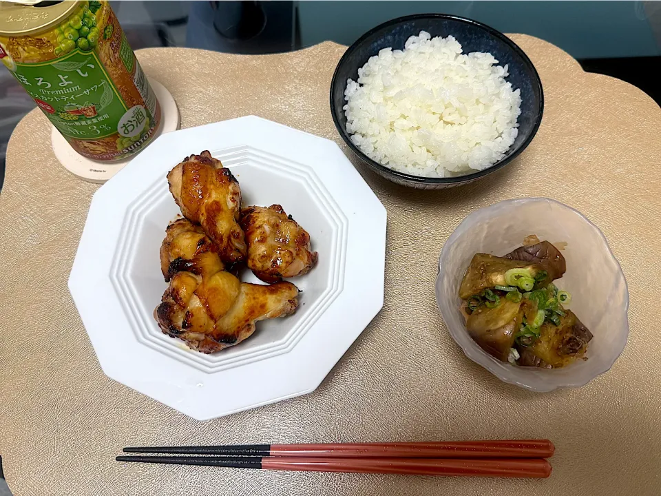 鶏の照り焼きと茄子のネギポン酢🍆|S h i z🦋さん