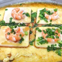 Steamed eggs tofu prawns  with rice dinner|🍒lynnlicious🍒さん