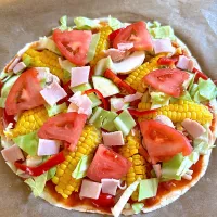 米粉とお豆腐生地で作る夏野菜盛りだくさんピザ|さらっと🍀さん