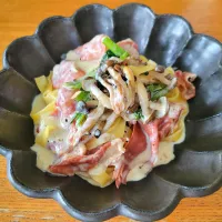 生ハムのクリームパスタ|まめすけさん
