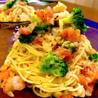 海老とトマトの冷製パスタ