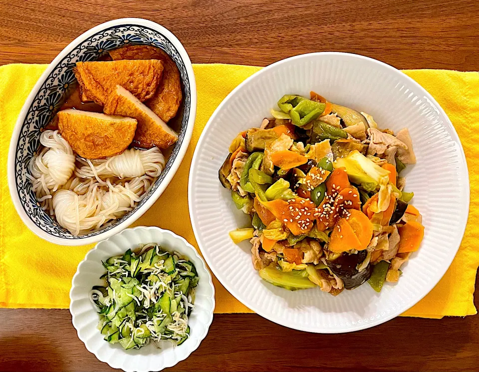 野菜と豚バラの味噌炒めメインのお夕飯|みーぬ | 楽しいお母さんの日々さん