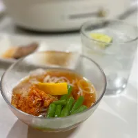 9/14の夕食　キッチン焼肉の仕上げに冷麺|yoneさん