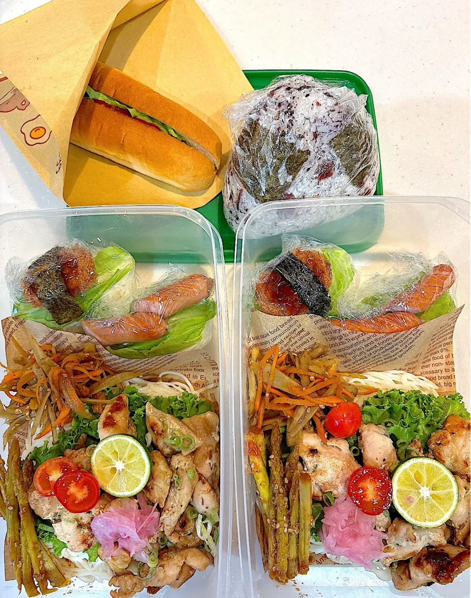 2025,09,15 鶏ねぎ塩焼きお素麺お弁当🍱あら、トマト🍅コロリ笑|kayoo_ch517♡3太郎1姫２モル♡81line Maさん