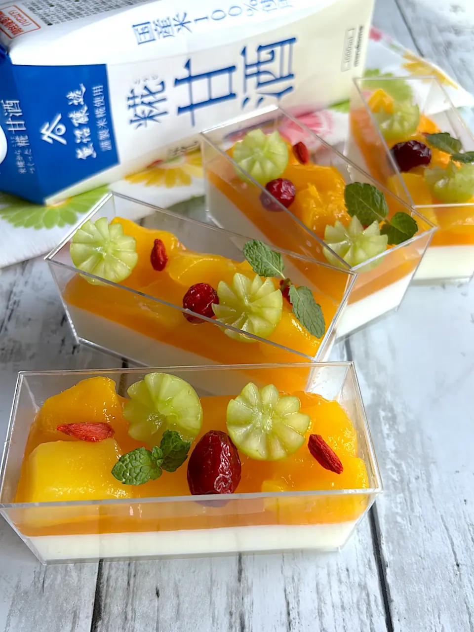 甘酒マンゴー杏仁豆腐|とんちんさん