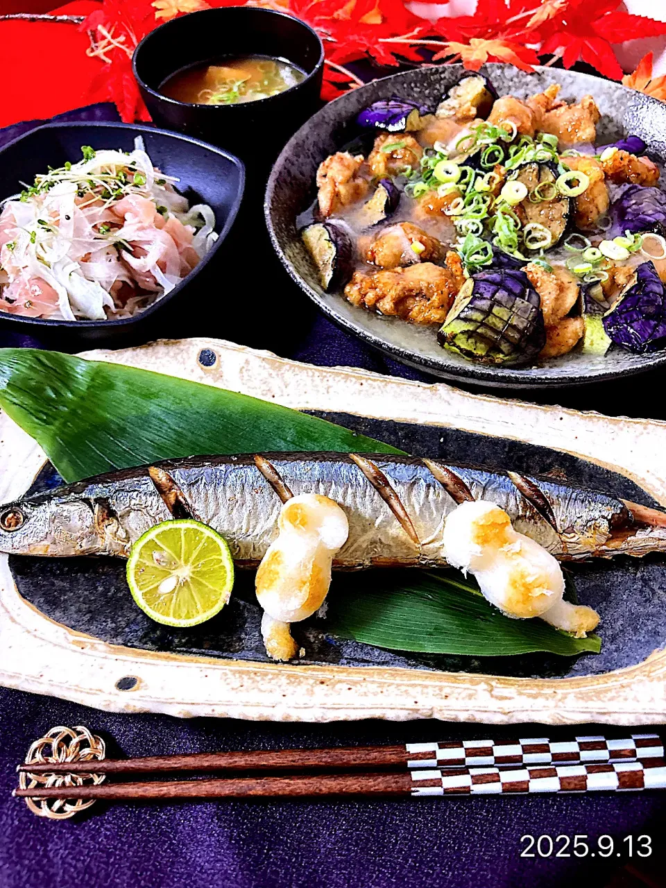 初物　秋刀魚の塩焼き|オーロラさん