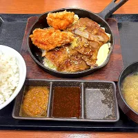 からやま　しょうが焼きの2種盛り定食¥1023| ずおとんさん