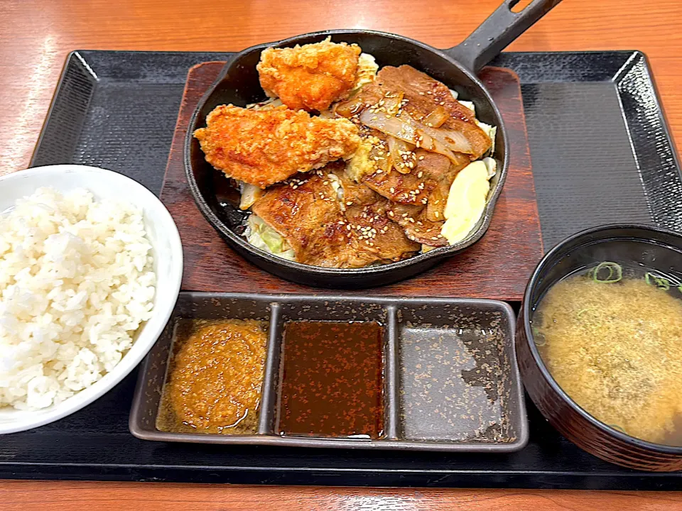 からやま　しょうが焼きの2種盛り定食¥1023|ずおとんさん
