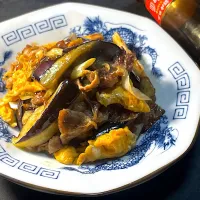 茄子と卵と豚肉のオイスター炒め