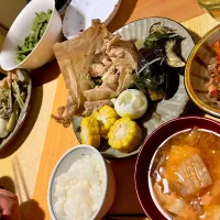 蒸し鶏＆野菜の夜ごはん|ささみさん