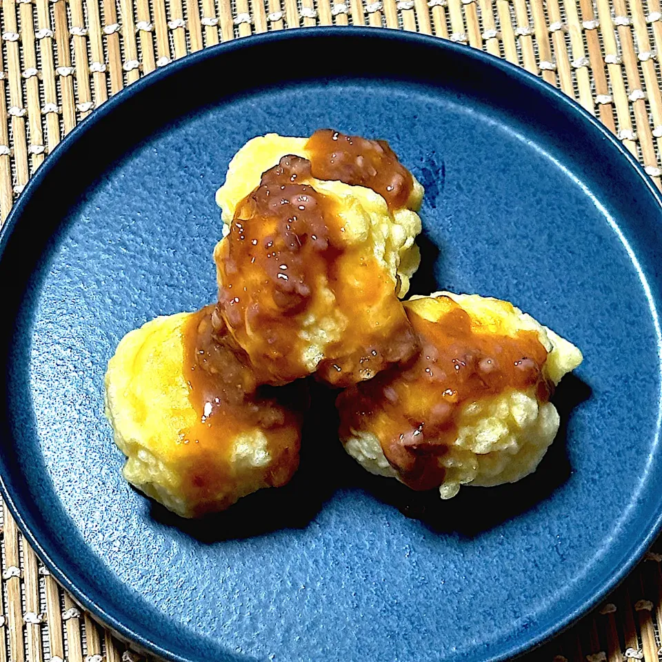 じゃがいもの天ぷら♪甘味噌ソースがけ|ひだまり農園さん