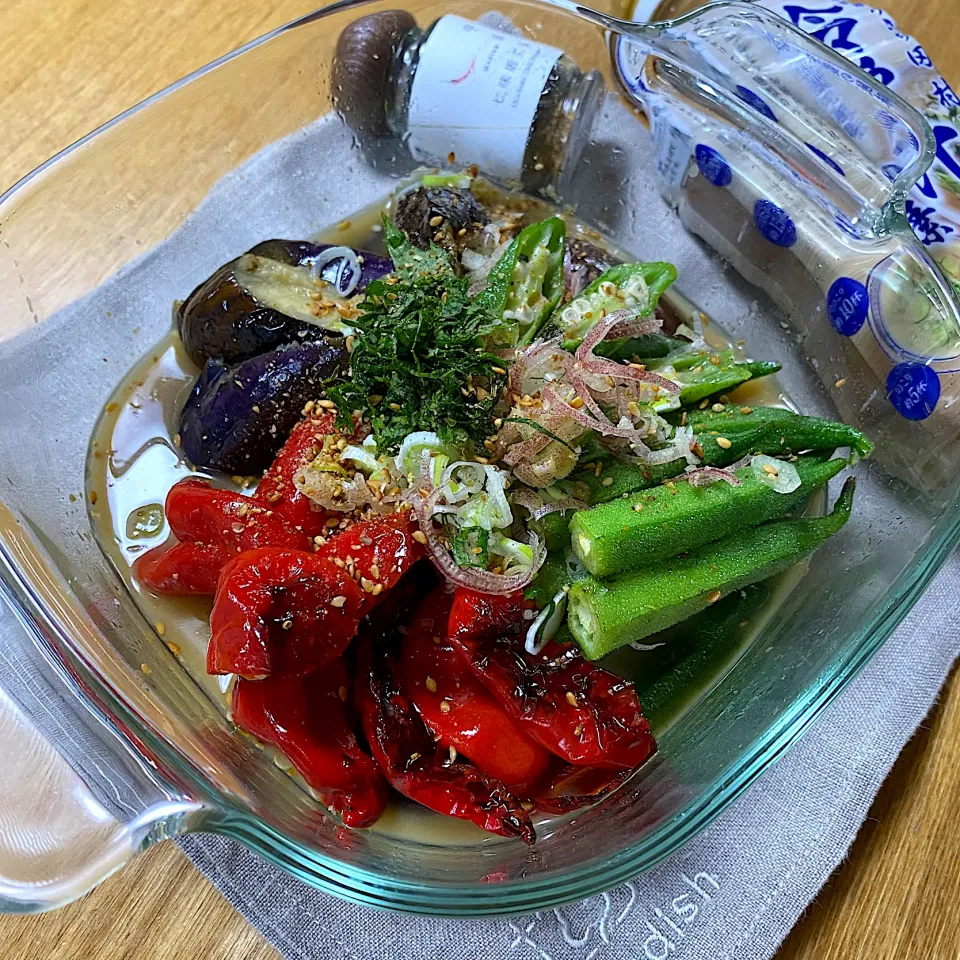 冷や汁で野菜の揚げ浸し|sakurakoさん