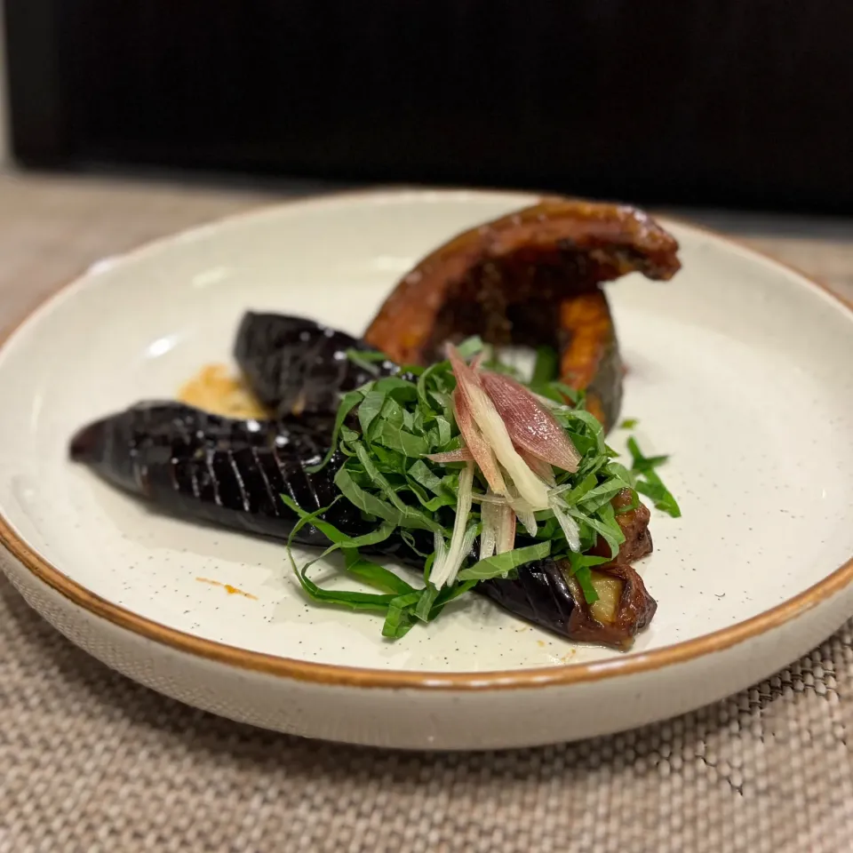 揚げ茄子とかぼちゃの香味みそだれ|tay___75さん