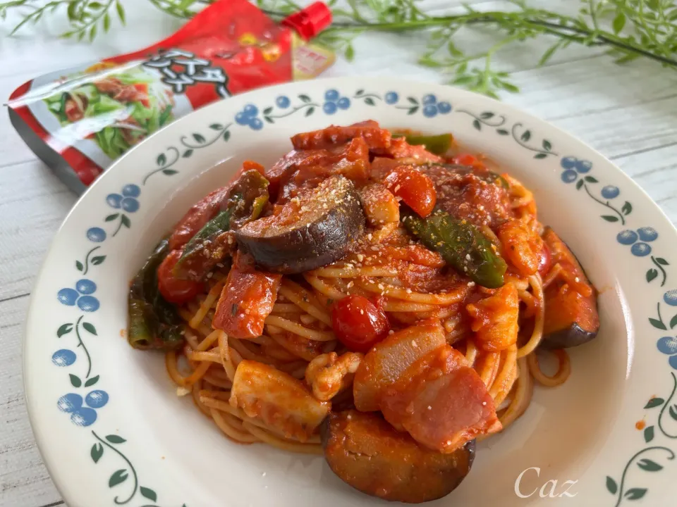 家庭菜園トマトソースパスタ|きゃずさん