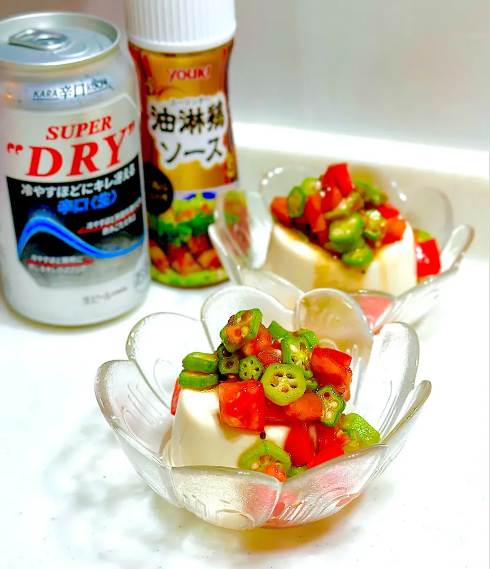 冷奴〜オクラとトマトの油淋鶏風〜|ひろりんさん