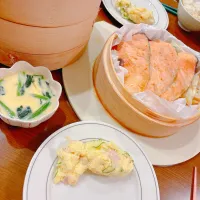 せいろ蒸し(茶碗蒸し 鮭のちゃんちゃん蒸) ポテトサラダ|miyukitchen🍳さん