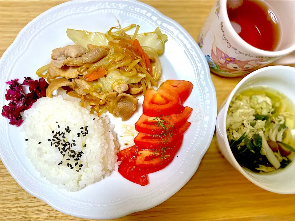 夕飯 しょうが焼き|ふわふわさん