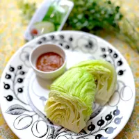 キャベツのレンジ蒸し マルコメキャベツみそ