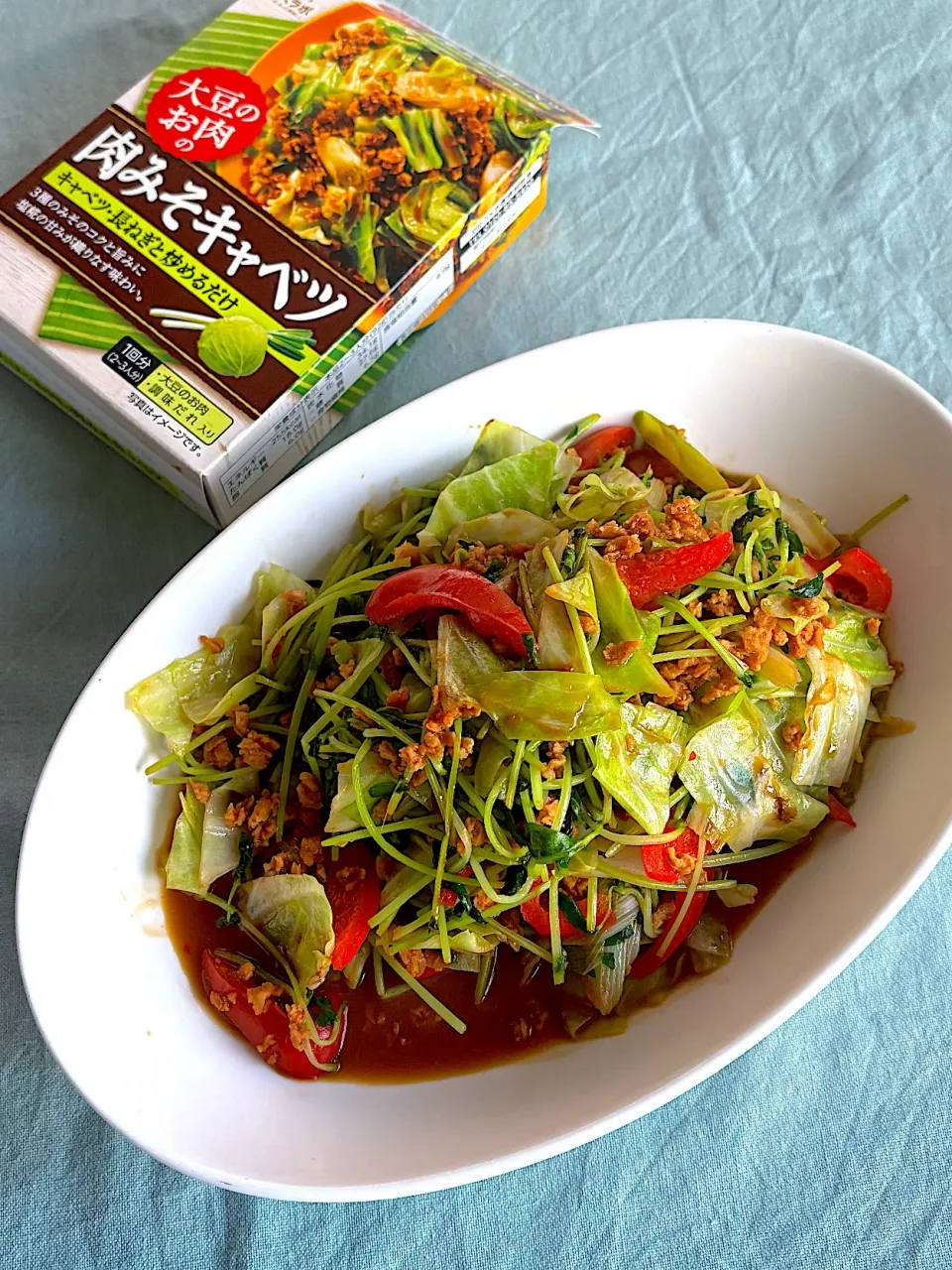 肉みそキャベツ　豆苗入り|Miki (^_−)−☆さん