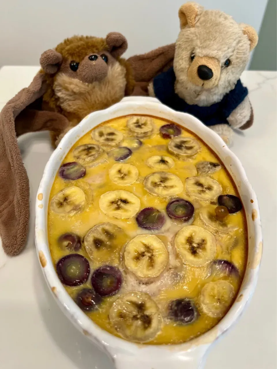 2025/9/17  秋のクラフーティ　Clafoutis Light with Banana and Black Grapes|21 Boys & 野鳥さん