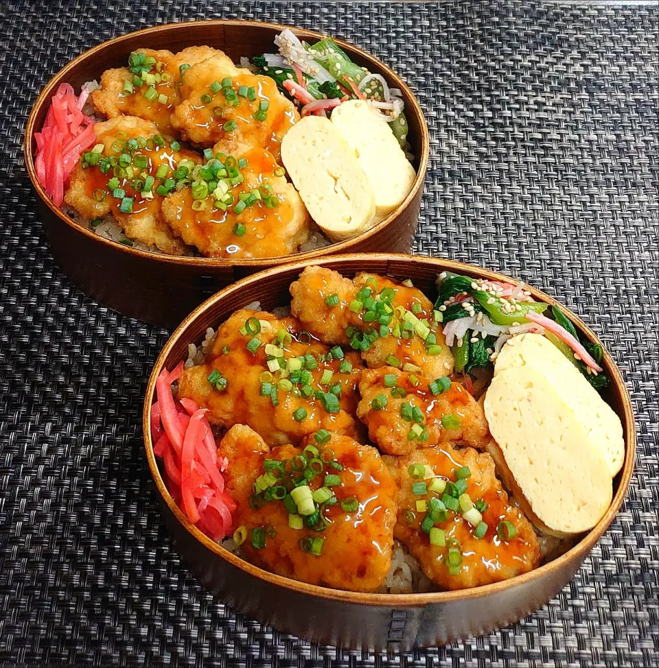 母とムスコのラブラブおソロ♪うなぎのたれご飯でとり天どーん弁当|からあげビールさん