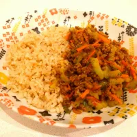 ゴーヤの甘辛味噌炒め＆玄米|ちりさん