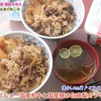 自家製で楽しむ神戸のご当地グルメ『国産和牛と国産豚の自家製カツ牛丼とめかぶとすだちお味噌汁』【公式】料理研究家 指宿さゆり|【公式】料理研究家　指宿さゆり≫ｽﾀｼﾞｵ（ｽﾀｯﾌ運営）さん