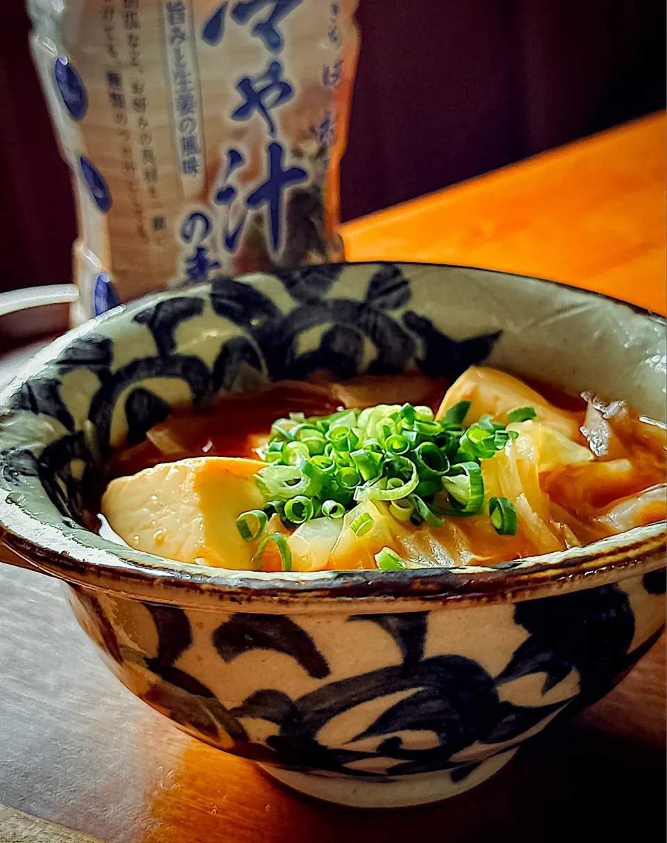 冷や汁の素でスンドゥブチゲ風スープ|にゃんぺこさん