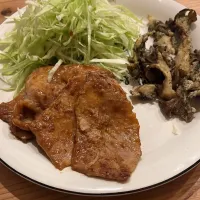 豚肉の生姜焼き& 舞茸のカリカリ焼き|ぺろたんさん