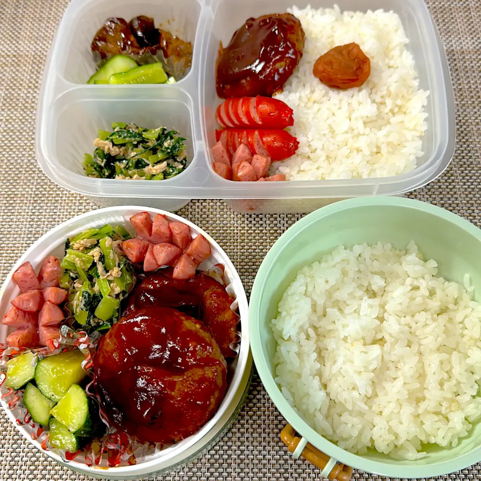 チーズハンバーグ弁当。旦那さん、娘弁当。|ゆーこ。さん