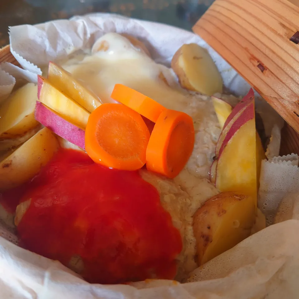 蒸籠ハンバーグ|かおぴさん