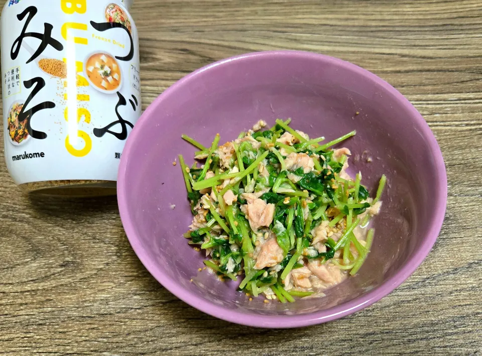 豆苗のみそツナ和え|バンビさん