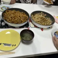 晩御飯☆塩焼きそば☆焼きうどん☆ひぃふぅみそ汁| Saharaさん
