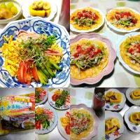 冷やし中華こんにゃくとマック風餃子の川タコス|うたかた。さん