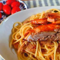 鮭とツナのニンニク醤油パスタ| セブンさん