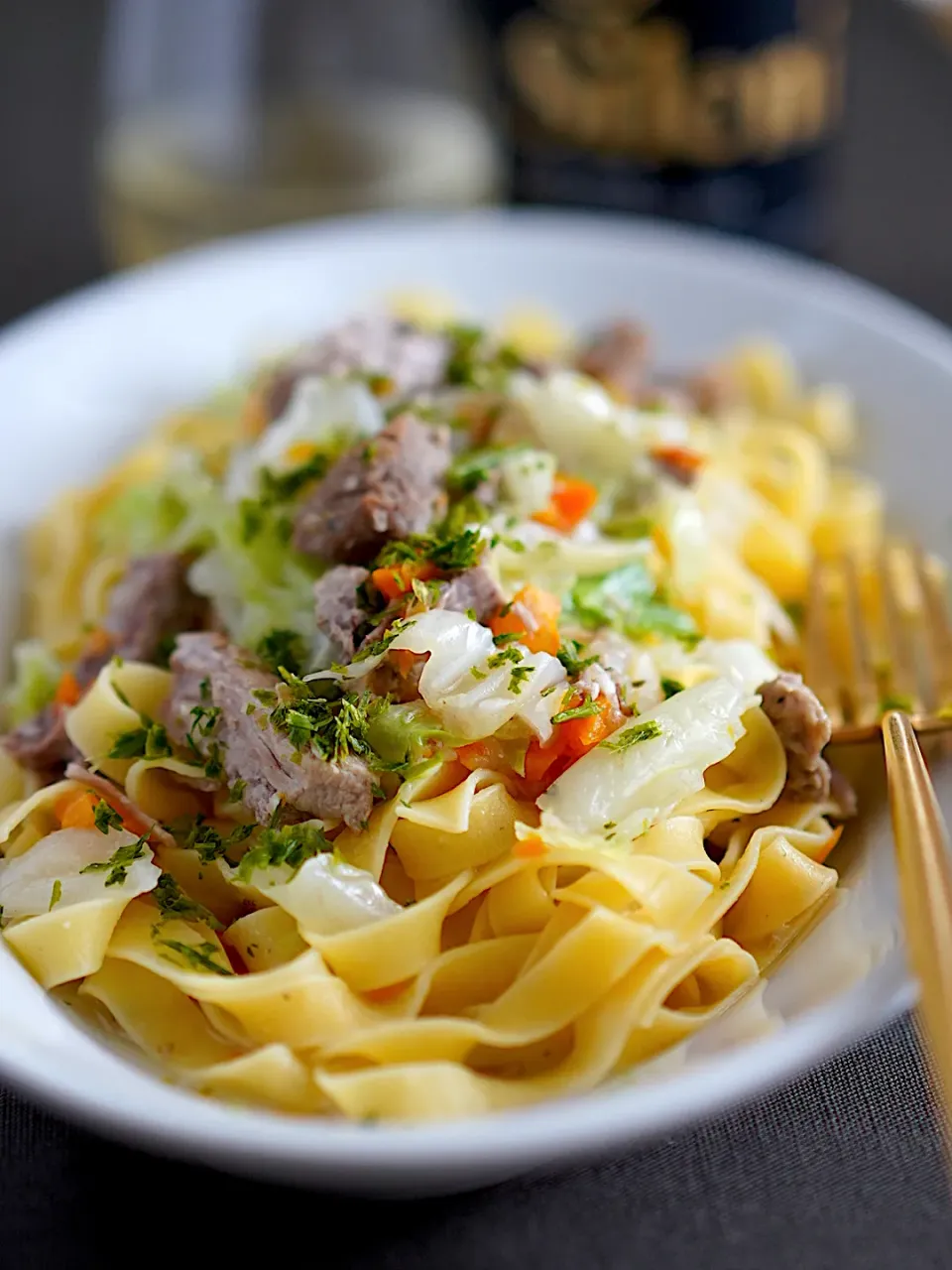 豚肉白ワイン煮のフィットチーネ|てつやさん