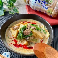 冷や汁の素de厚揚げ入り☆坦々風スープ